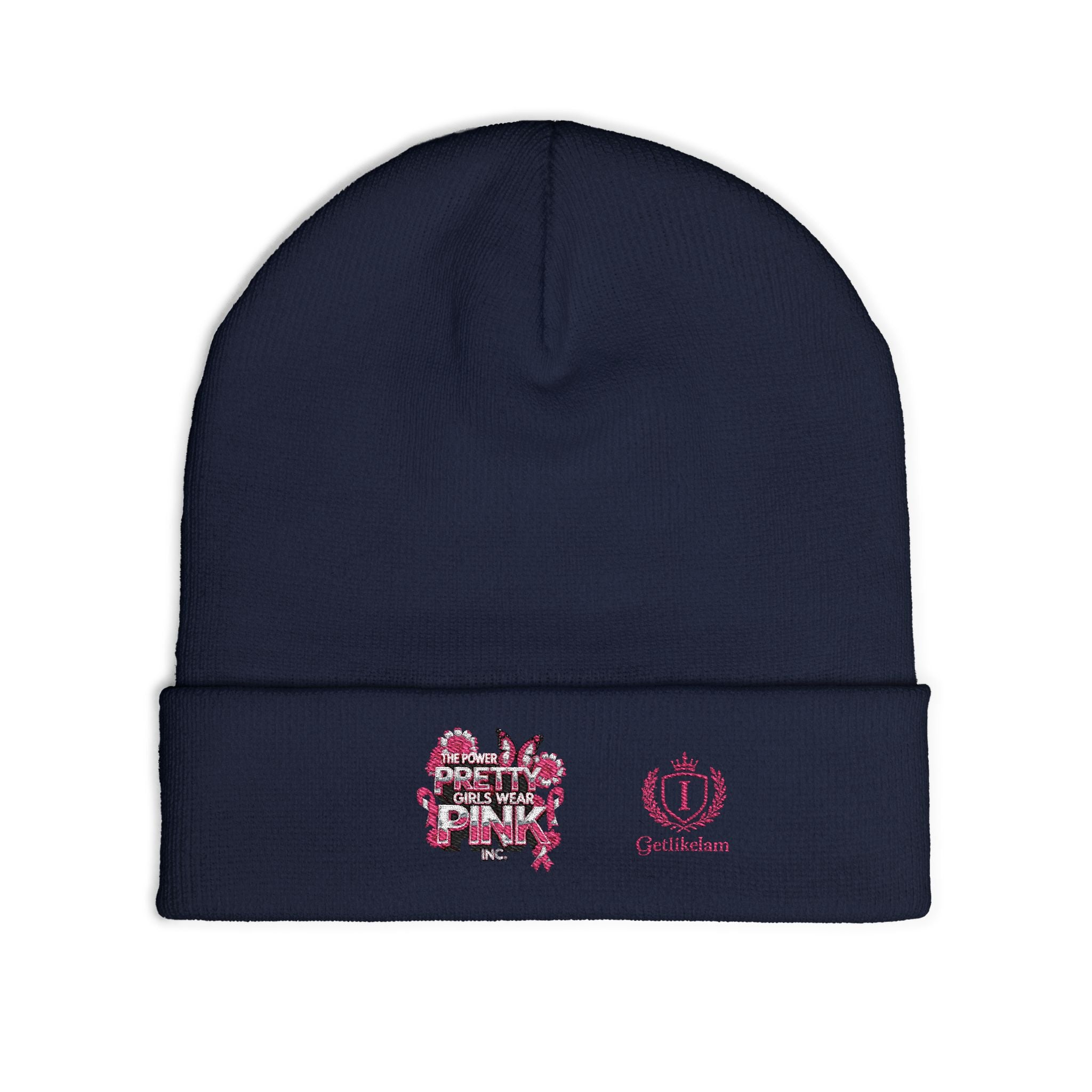 Embroidered Knit Beanie — "Pretty Girls Wear Pink" Unisex Beanie
