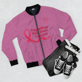 Pink Cancer Awareness Bomber Jacket — "Together We Beat Cancer"