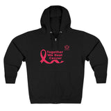 Breast Cancer Awareness Zip Hoodie — "Together We Beat Cancer" Pink Ribbon