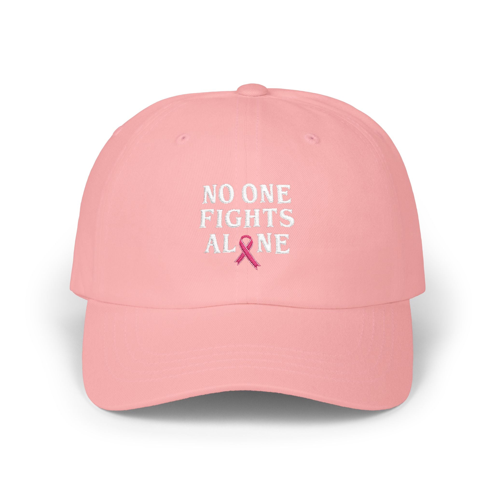 Ball Cap — "No One Fights Alone" Pink Ribbon Cancer Awareness Hat