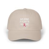 Ball Cap — "No One Fights Alone" Pink Ribbon Cancer Awareness Hat