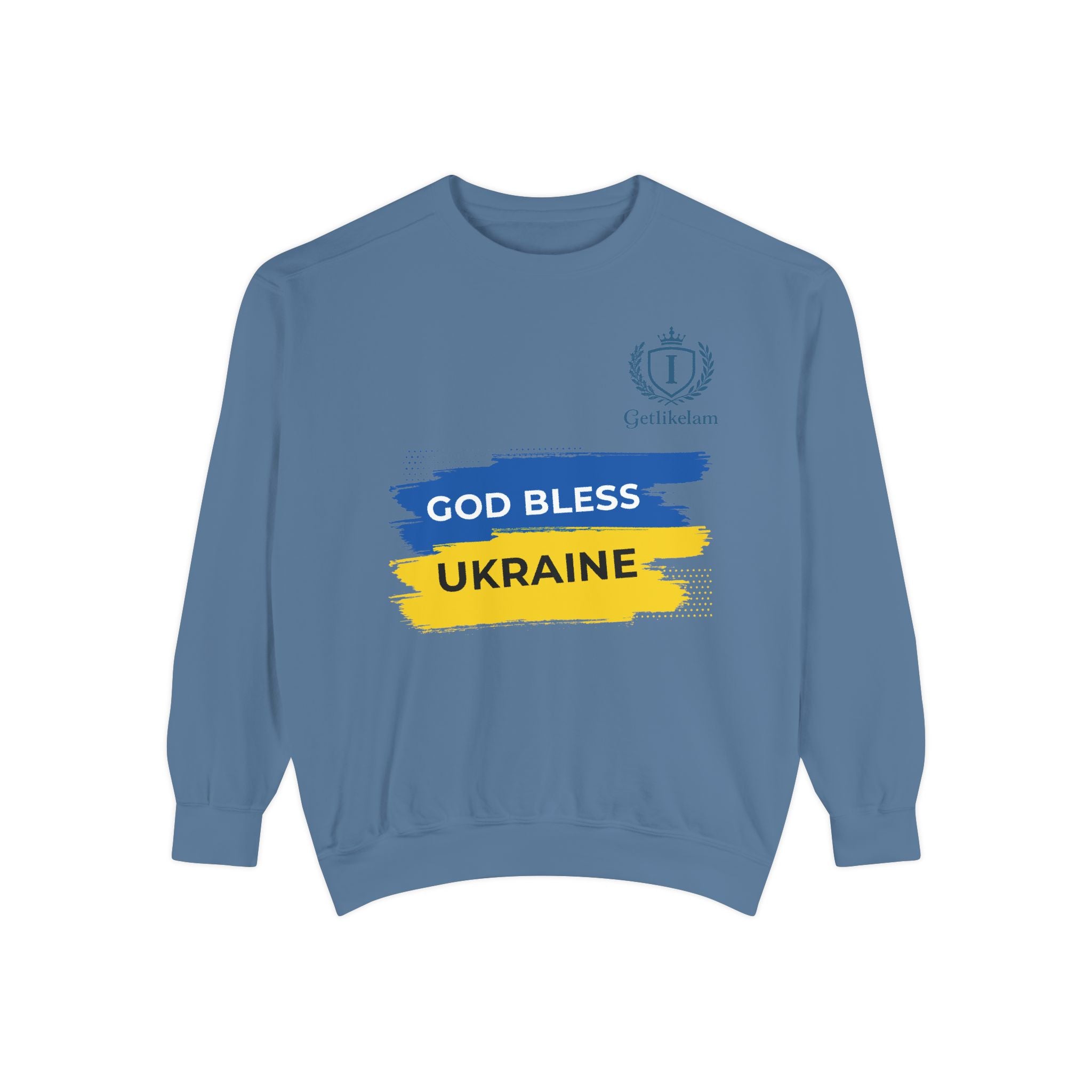 Sweatshirt — "God Bless Ukraine" Blue & Yellow Solidarity Crewneck