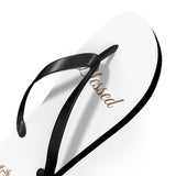 Blessed Flip Flops — White Casual Beach Sandals with Script Logo