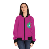 Women's Pink Bomber Jacket — 'Let's Be Friends' Heart Patch Graphic