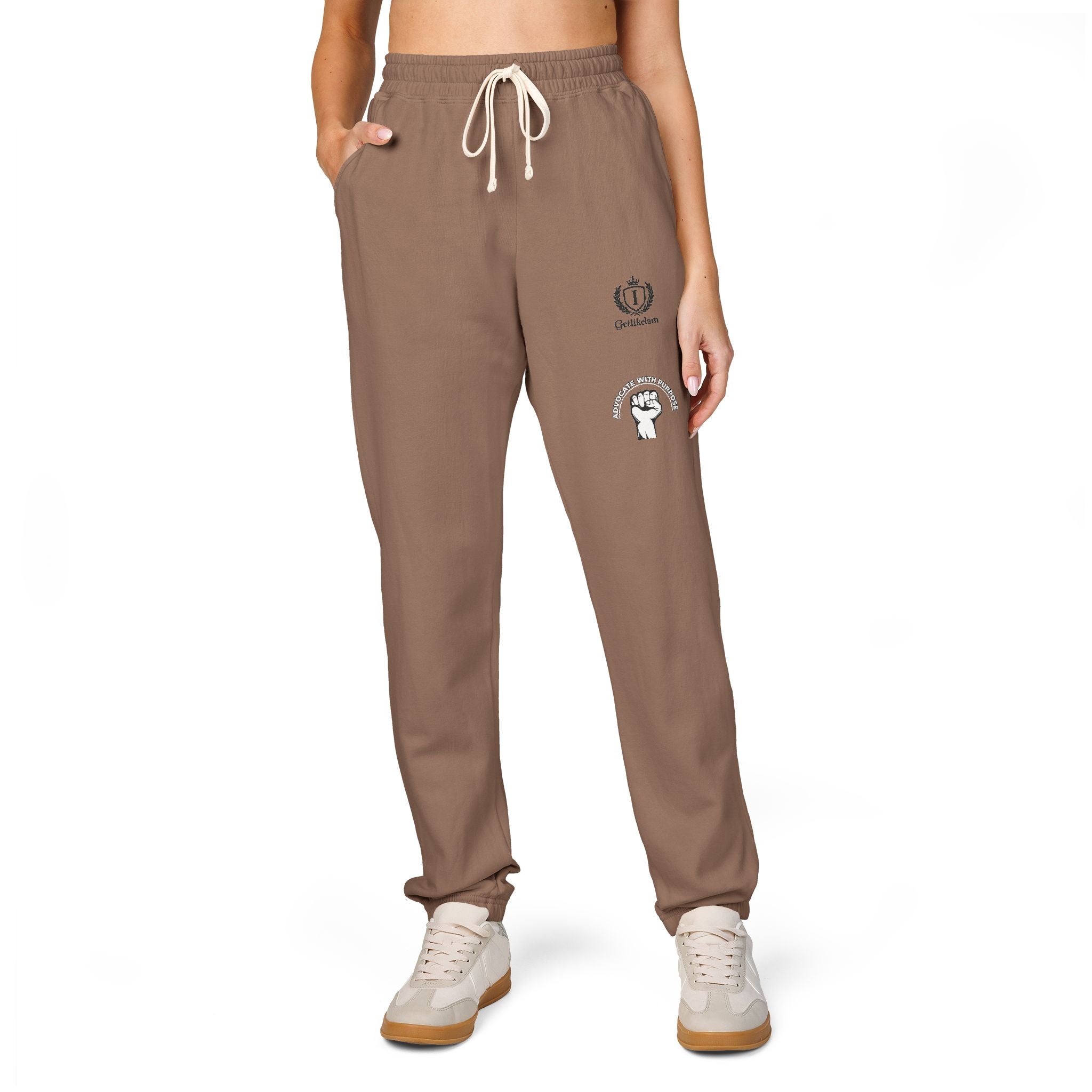 Embroidered Crest Sweatpants — Garment-Dyed Fleece Joggers
