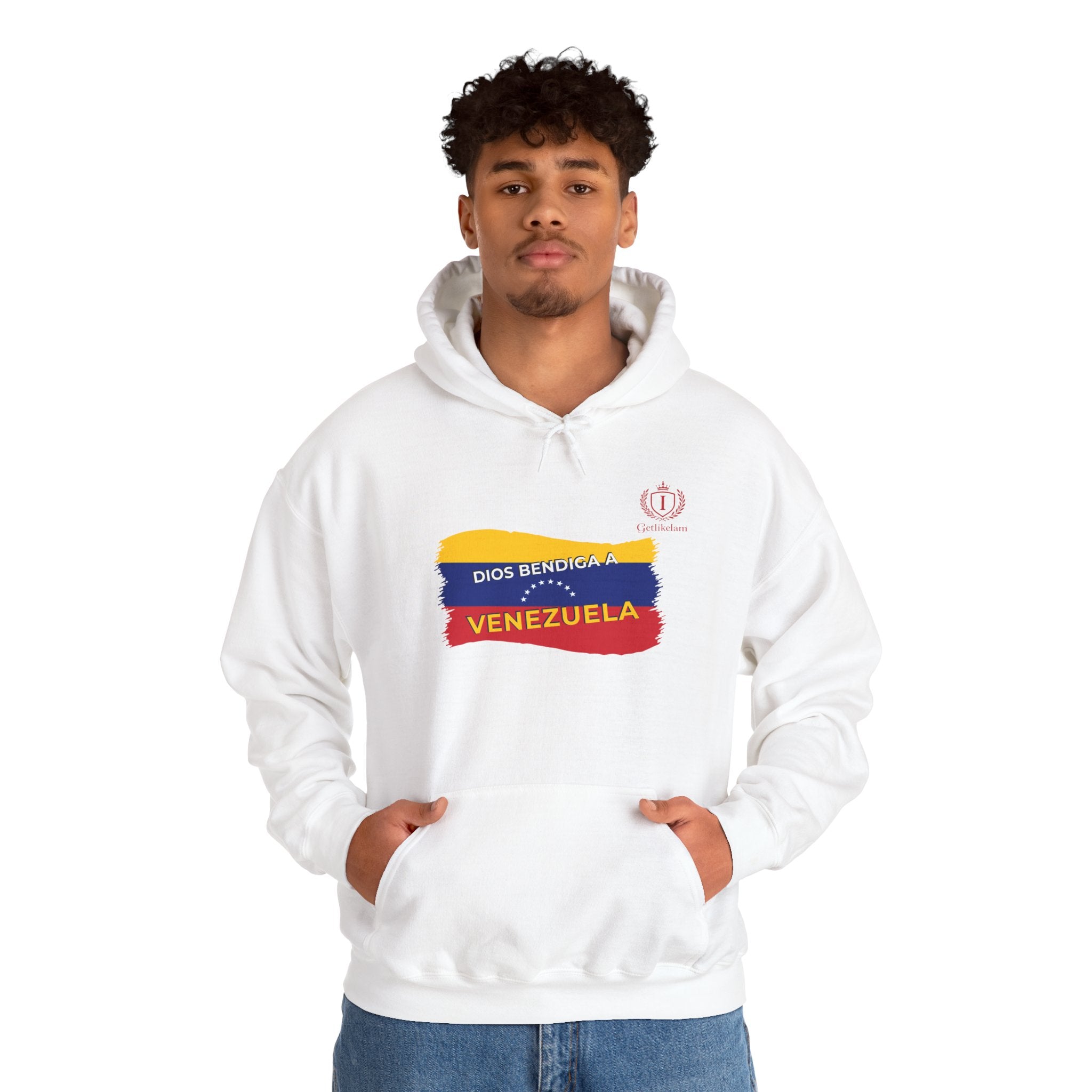 Venezuela Flag Brushstroke Hoodie — "Dios Bendiga Venezuela" Patriotic Sweatshirt