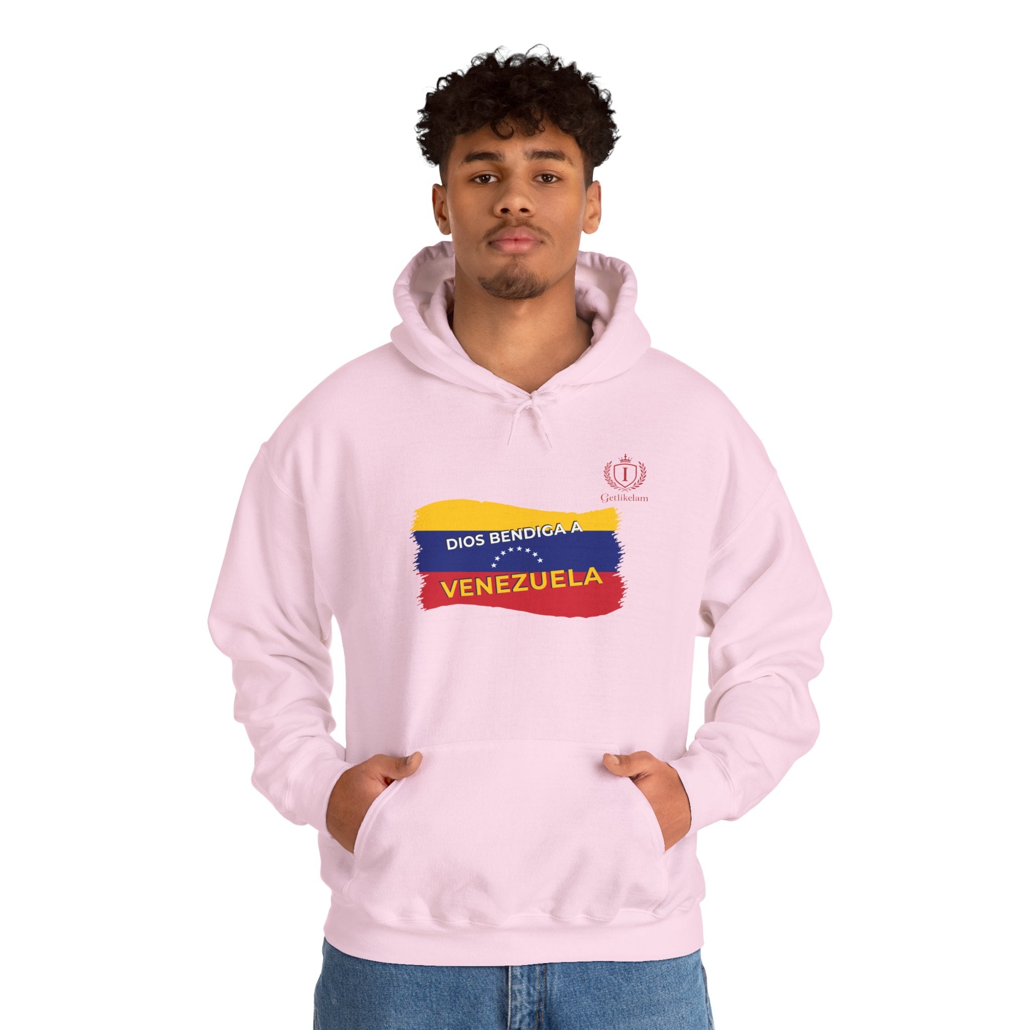 Venezuela Flag Brushstroke Hoodie — "Dios Bendiga Venezuela" Patriotic Sweatshirt