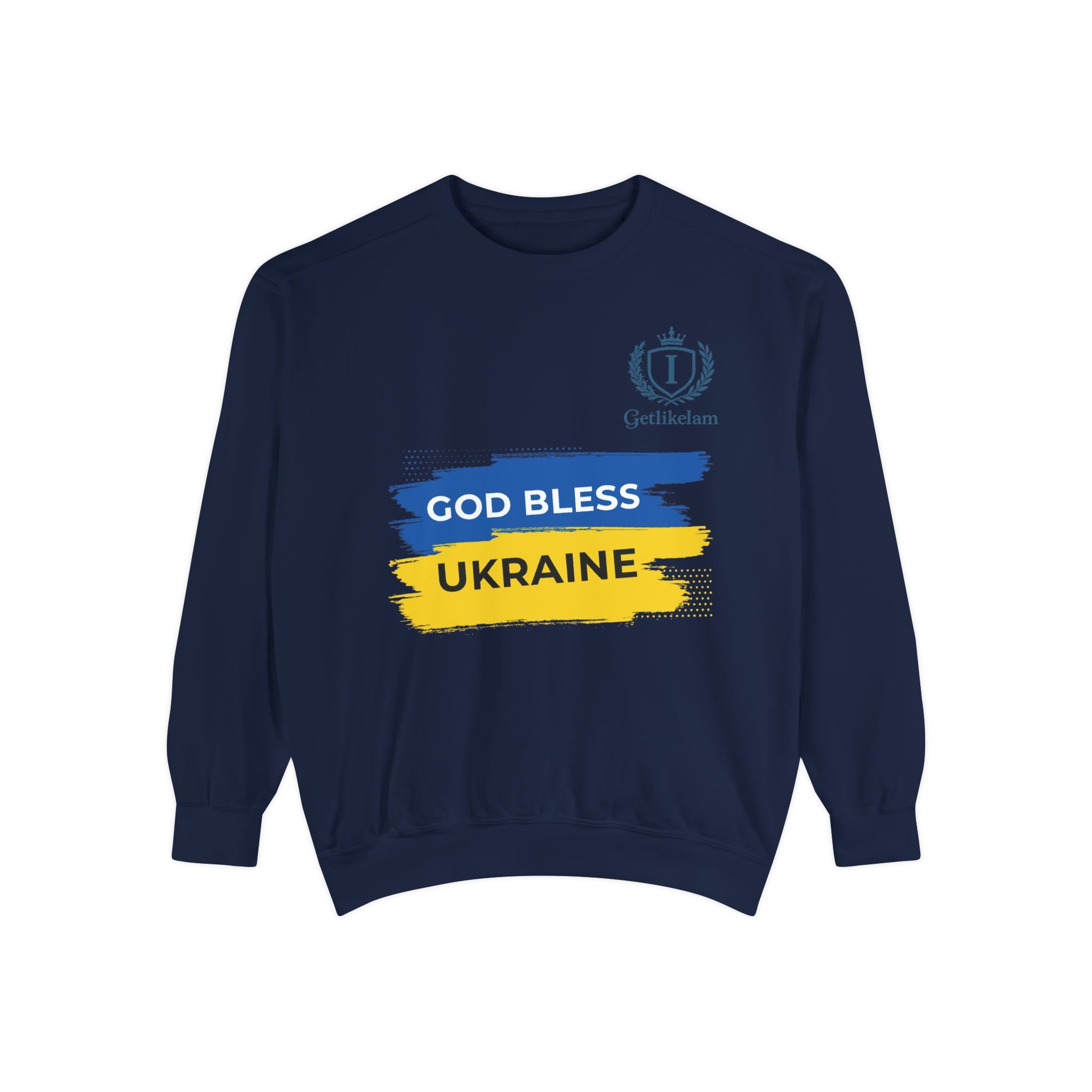 Sweatshirt — "God Bless Ukraine" Blue & Yellow Solidarity Crewneck