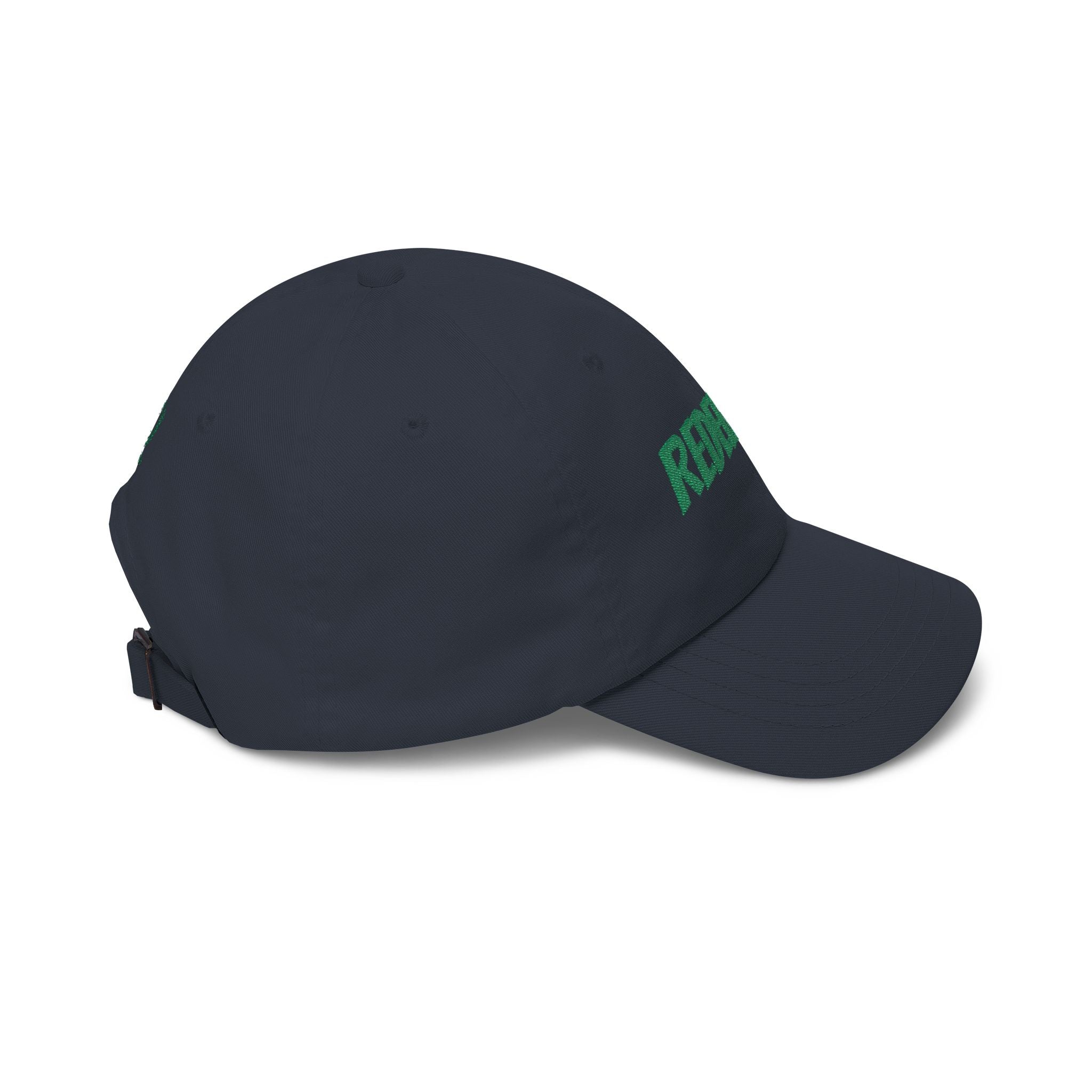 Redeemed Embroidered Dad Cap — White Baseball Hat with Green Script