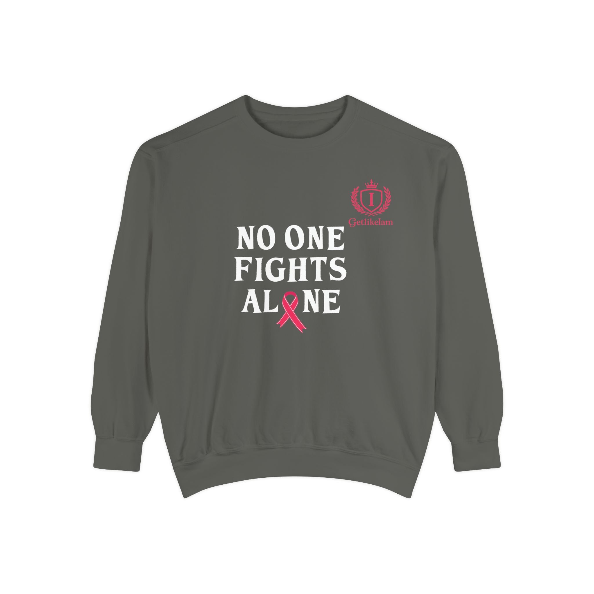 No One Fights Alone Sweatshirt — Cancer Awareness Crewneck