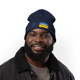 Embroidered 'God Bless Ukraine' Knit Beanie — Supportive Winter Hat