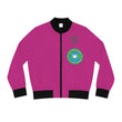 Women's Pink Bomber Jacket — 'Let's Be Friends' Heart Patch Graphic