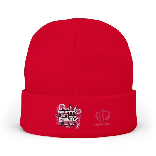 Embroidered Knit Beanie — "Pretty Girls Wear Pink" Unisex Beanie