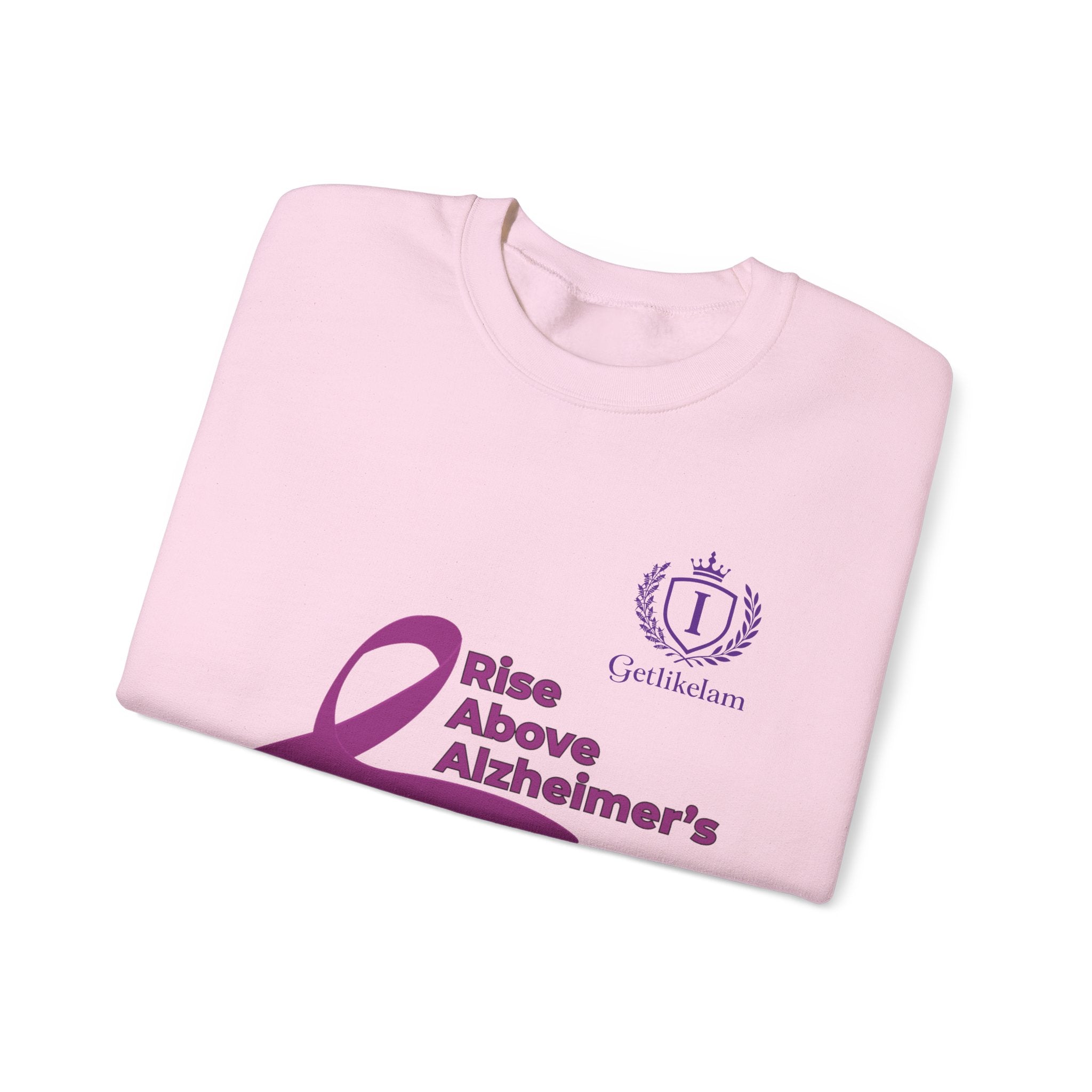 Rise Above Alzheimer's Crewneck Sweatshirt - Purple Ribbon Memory Awareness