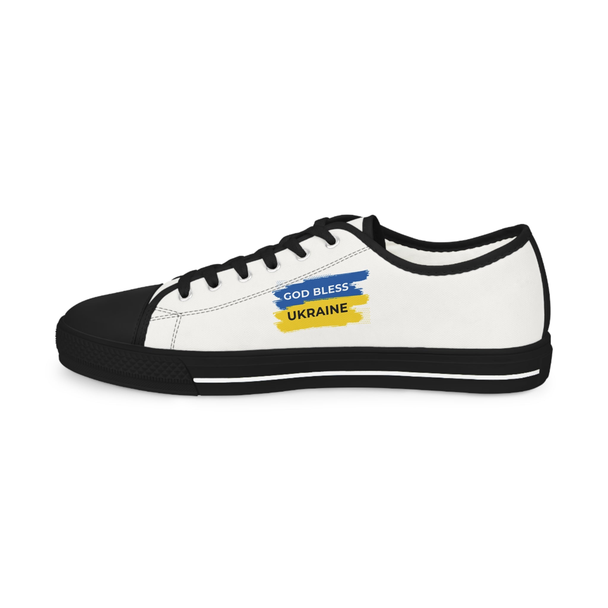 Men's Low Top Sneakers — 'God Bless Ukraine' Blue & Yellow Canvas Shoes