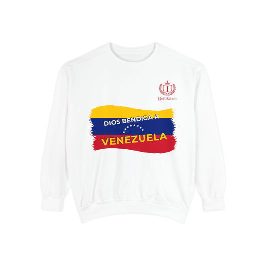 Dios Bendiga a Venezuela Sweatshirt — Venezuelan Flag Brushstroke Crewneck
