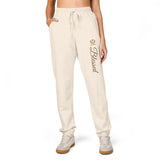 Blessed Script Sweatpants — Cozy Cream Fleece Joggers