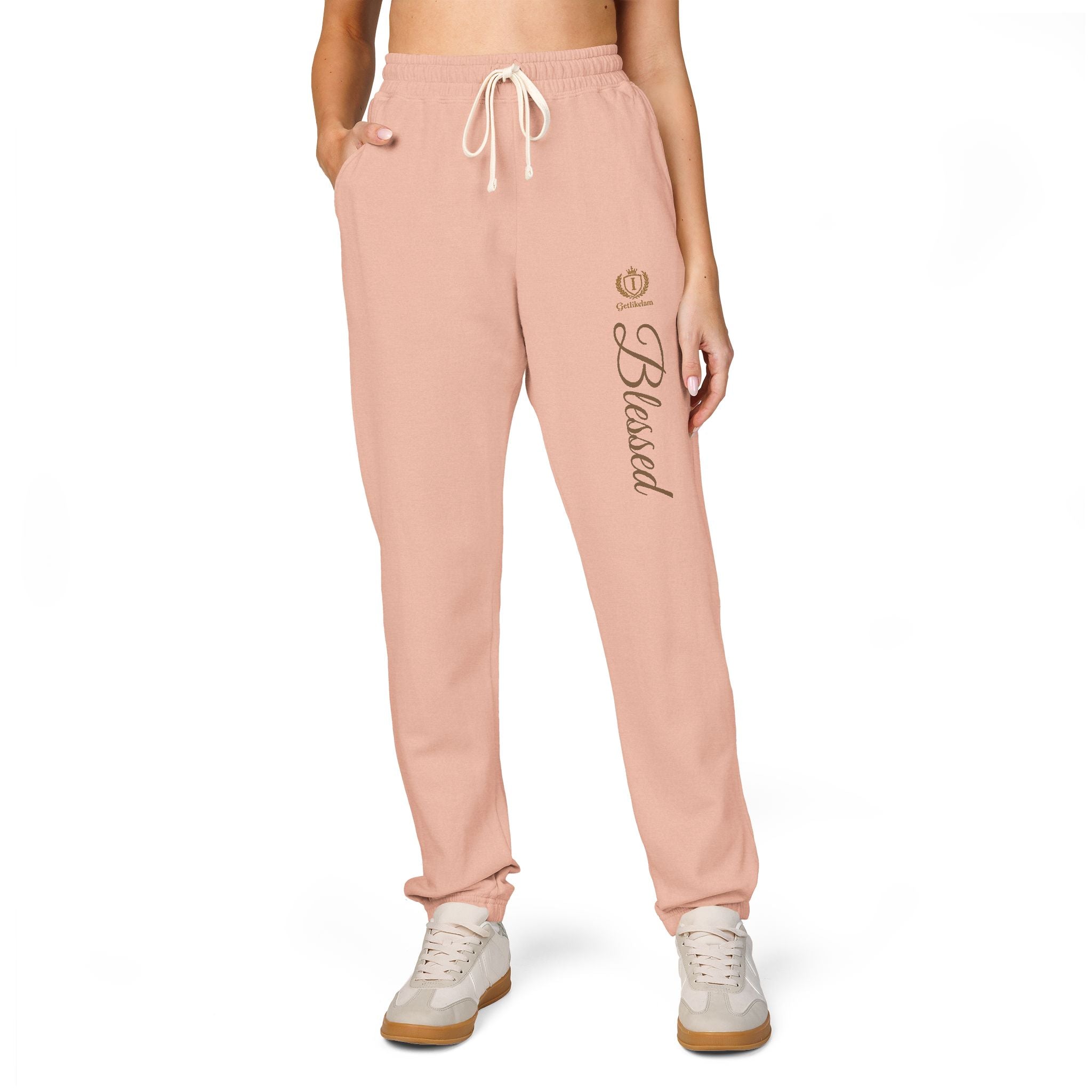 Blessed Script Sweatpants — Cozy Cream Fleece Joggers