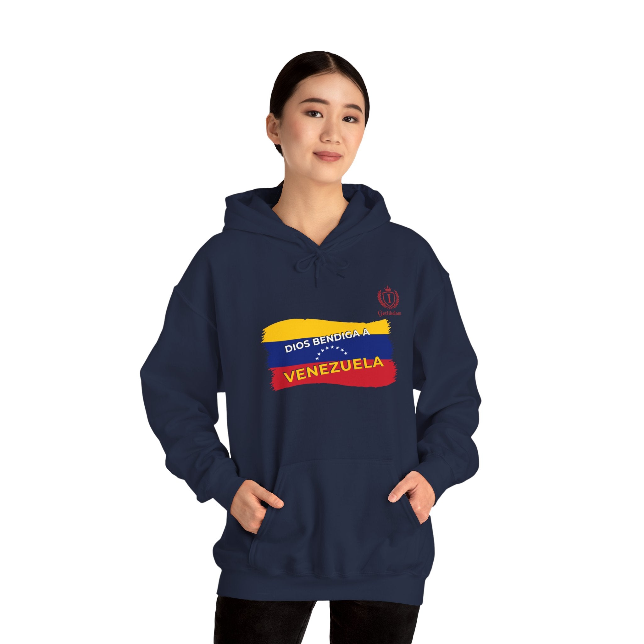 Venezuela Flag Brushstroke Hoodie — "Dios Bendiga Venezuela" Patriotic Sweatshirt