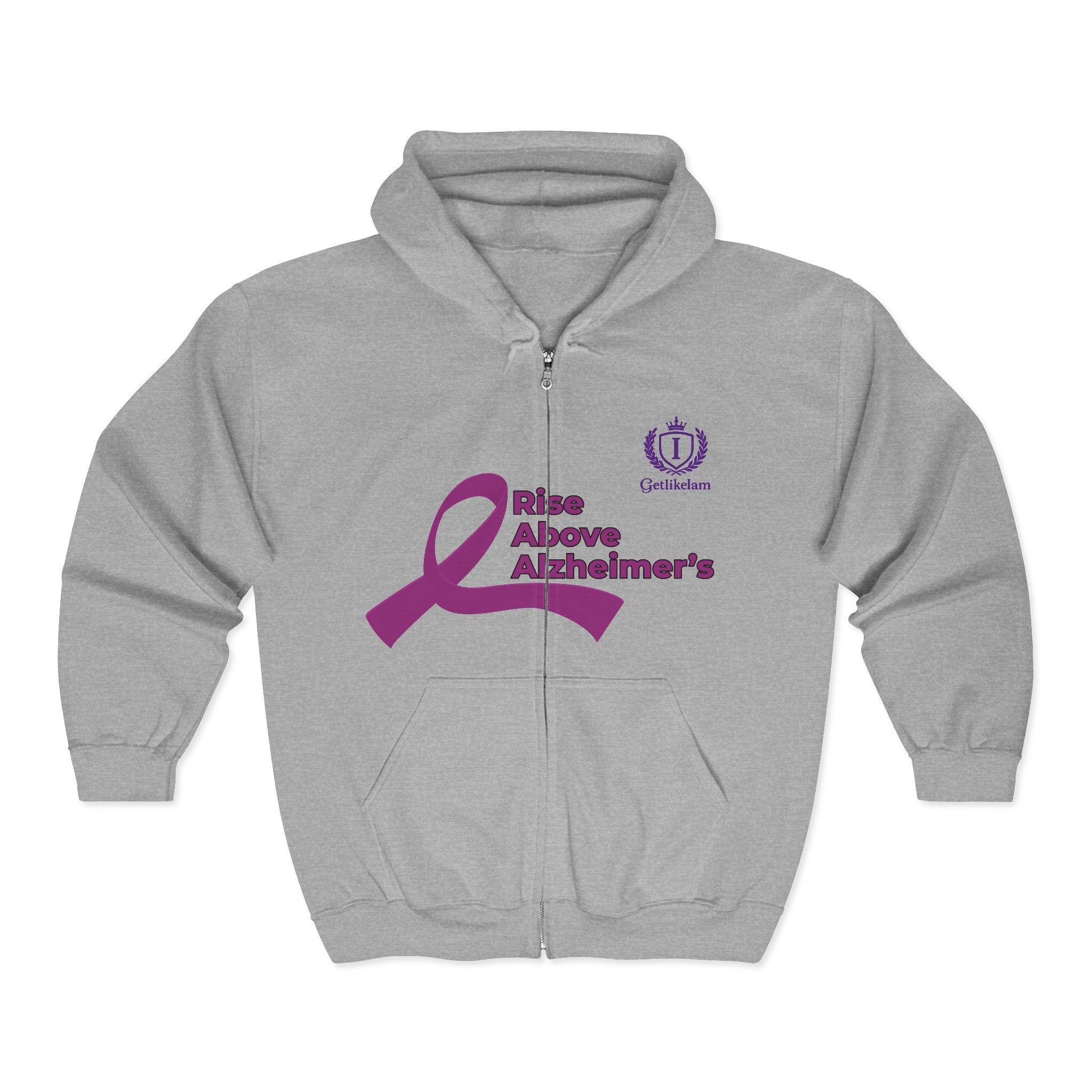 Alzheimer’s Awareness Zip Hoodie — “Raise Above Alzheimer’s”