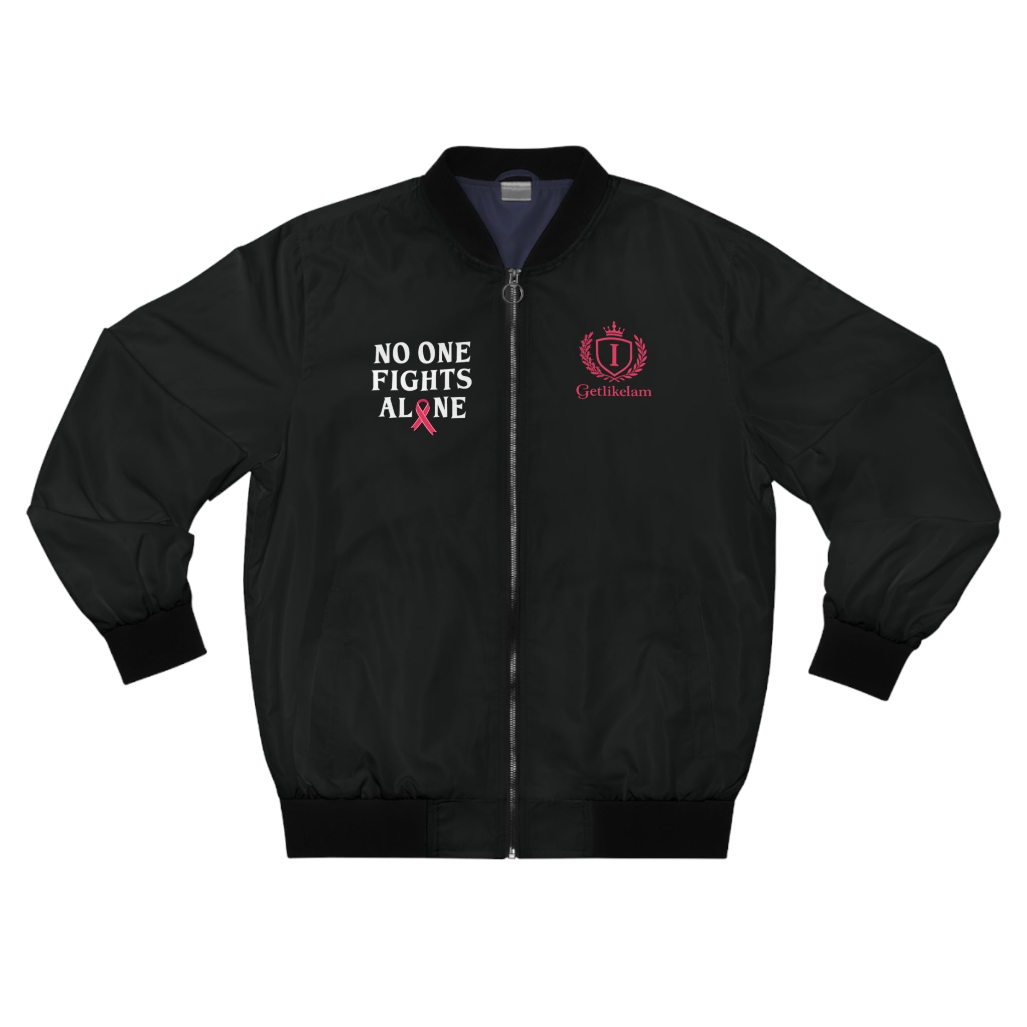 No One Fights Alone Bomber Jacket — Cancer Awareness Men's Jacket