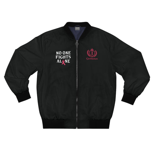No One Fights Alone Bomber Jacket — Cancer Awareness Men's Jacket