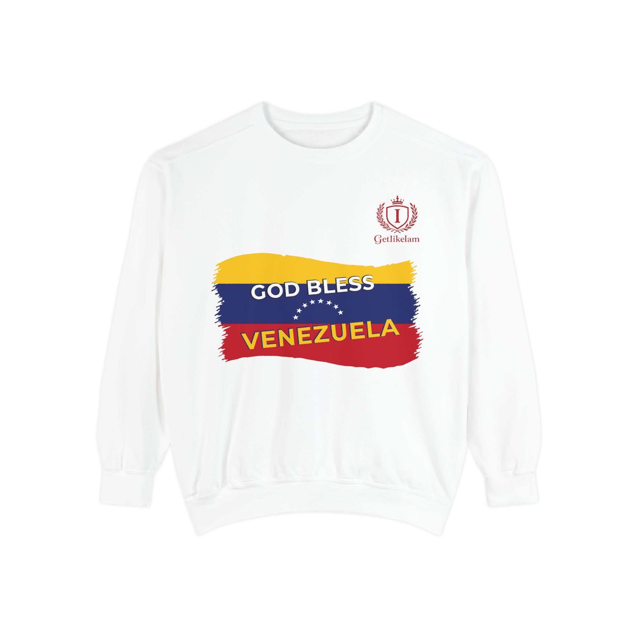 God Bless Venezuela Sweatshirt — Venezuelan Flag Brushstroke Crewneck