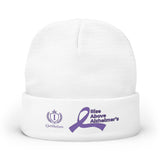 Alzheimer's Awareness Knit Beanie - Purple Ribbon Embroidered
