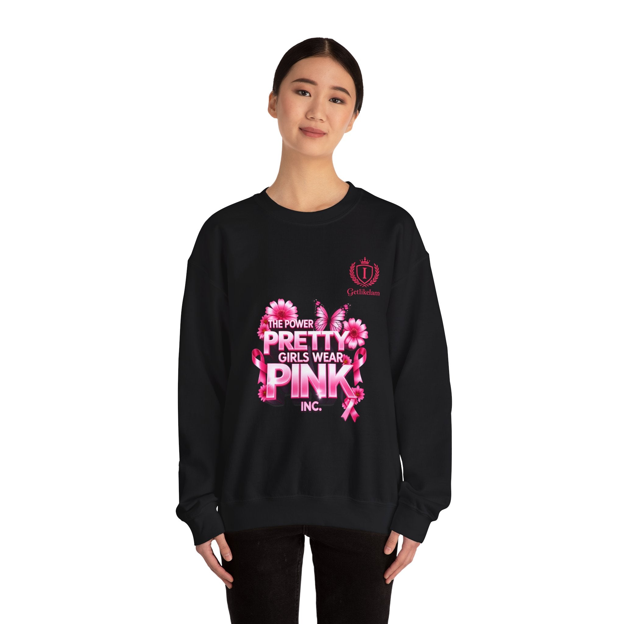 Pink Butterfly 'Pretty Girls Wear Pink' Crewneck Sweatshirt