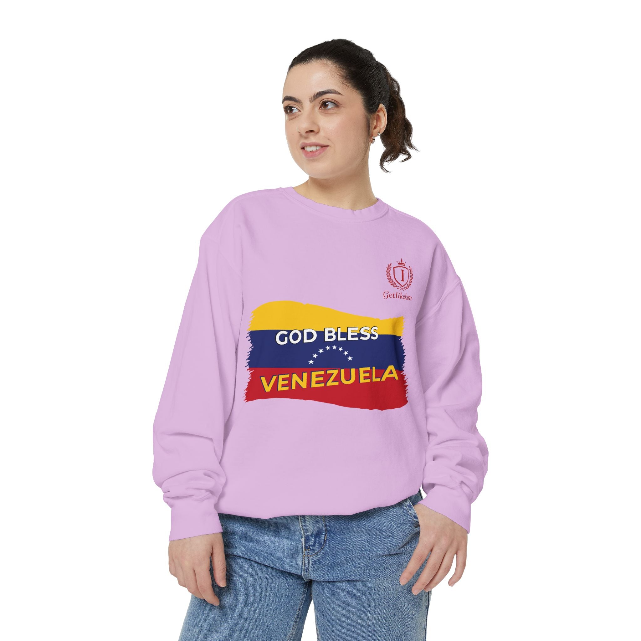God Bless Venezuela Sweatshirt — Venezuelan Flag Brushstroke Crewneck