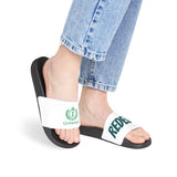 Women's Removable-Strap Slide Sandals — Customizable White Strap with Bold Green Text