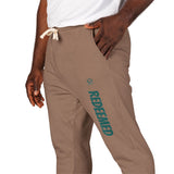 Cream 'Roosevelt' Vertical Logo Sweatpants — Cozy Garment-Dyed Fleece