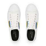 Men's Low Top Sneakers — 'God Bless Ukraine' Blue & Yellow Canvas Shoes
