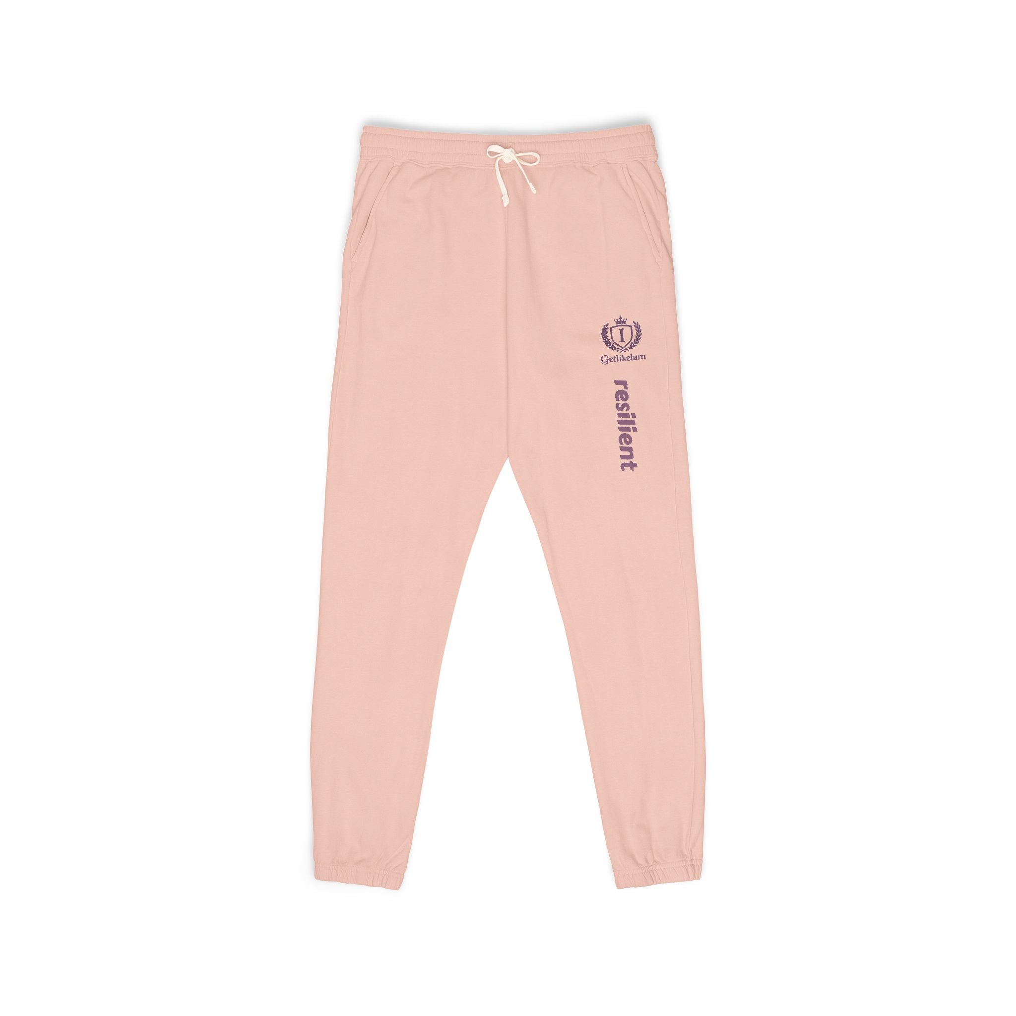 Ember Lotus Sweatpants — Garment-Dyed Fleece Joggers with ‘Namaste’ Vertical Print