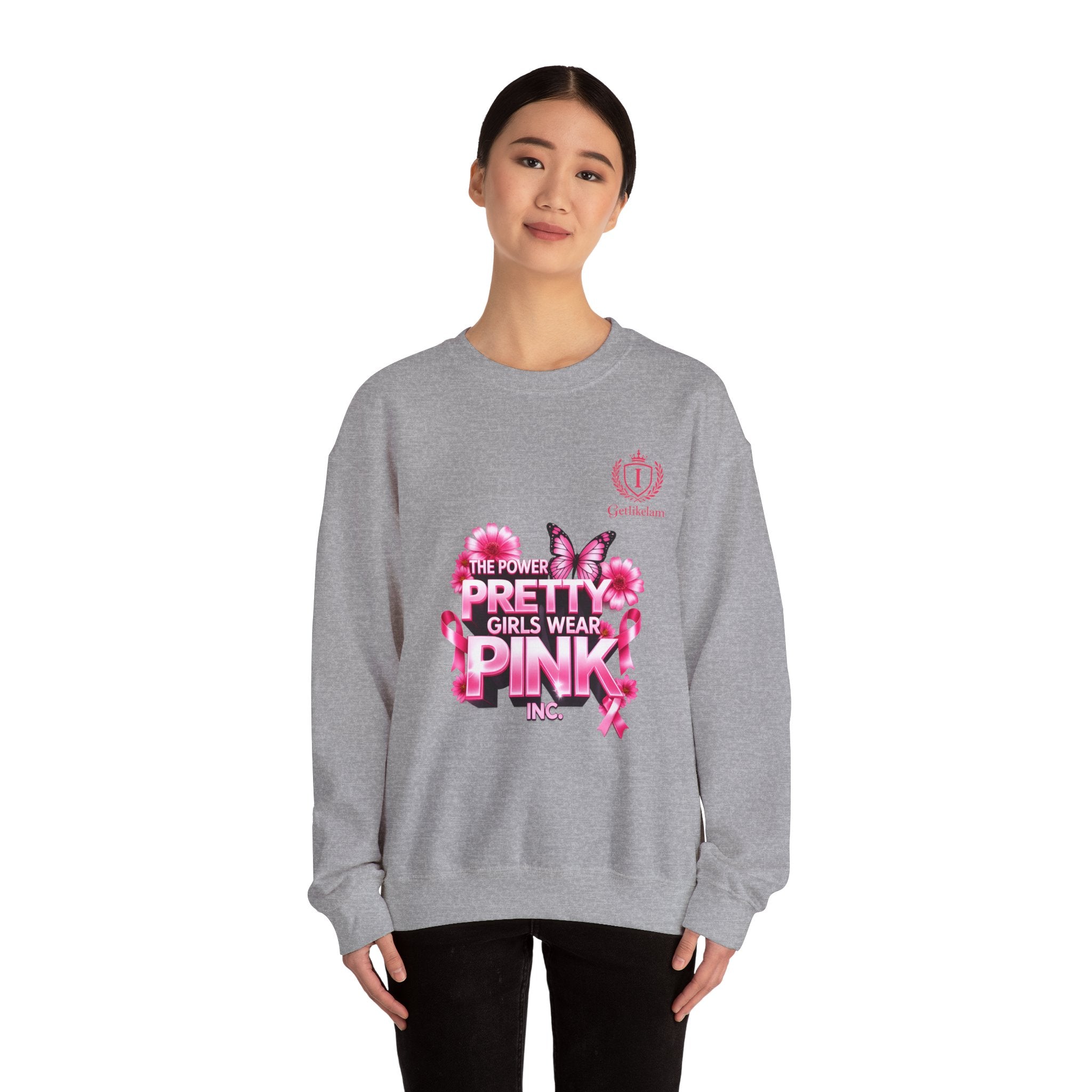 Pink Butterfly 'Pretty Girls Wear Pink' Crewneck Sweatshirt