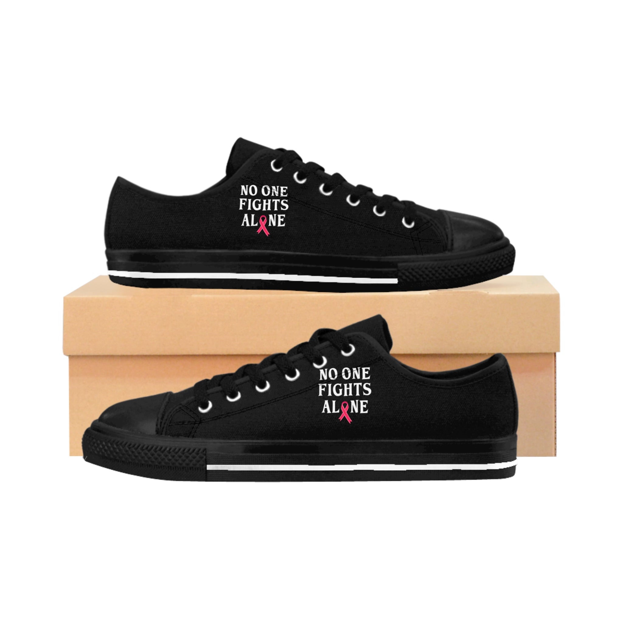 No One Fights Alone Canvas Sneakers — Men’s Cancer Awareness Shoes