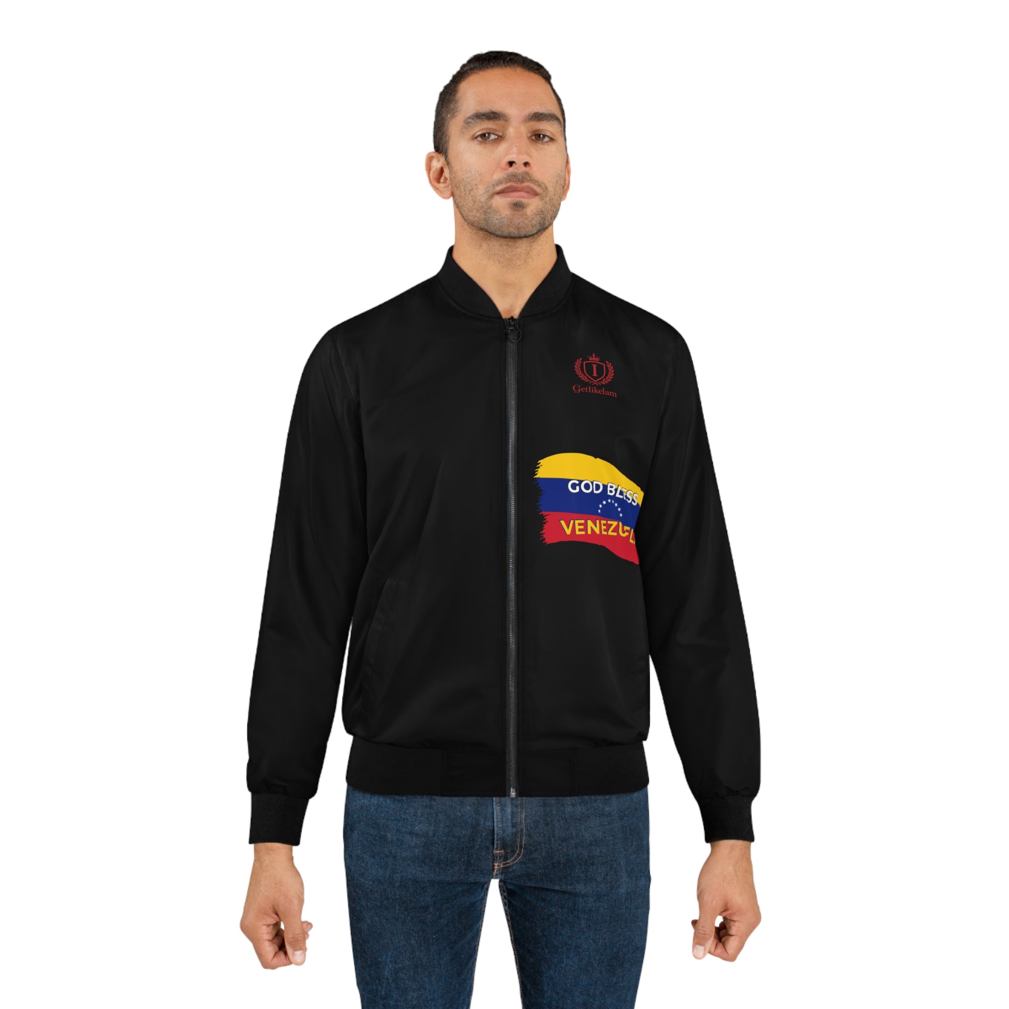 Venezuela Flag Bomber Jacket — "God Bless Venezuela" Men's Jacket