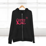 Breast Cancer Awareness Zip Hoodie — "Together We Beat Cancer" Pink Ribbon