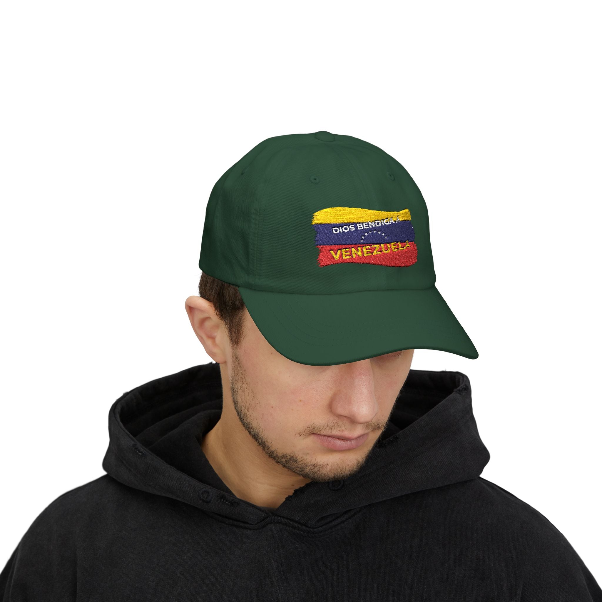 Venezuela Flag Dad Cap — "Dios Bendiga Venezuela" Embroidered Baseball Hat