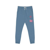 Embroidered Pink Floral Logo Sweatpants — Garment-Dyed Fleece Joggers