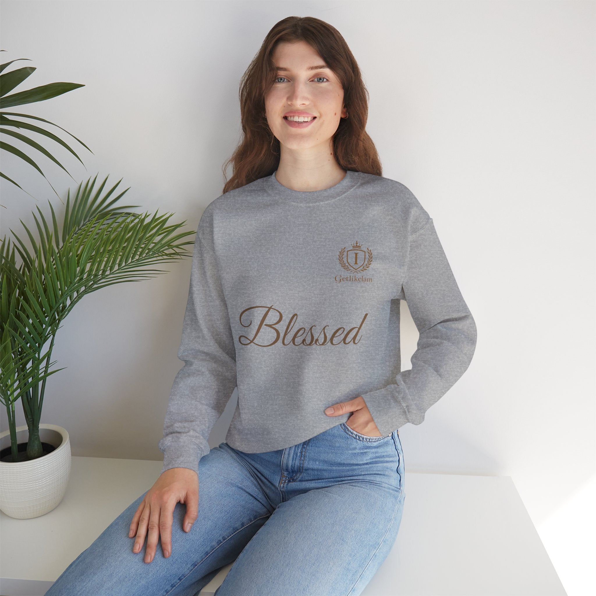 Blessed Crewneck Sweatshirt — Minimal Christian Faith Pullover
