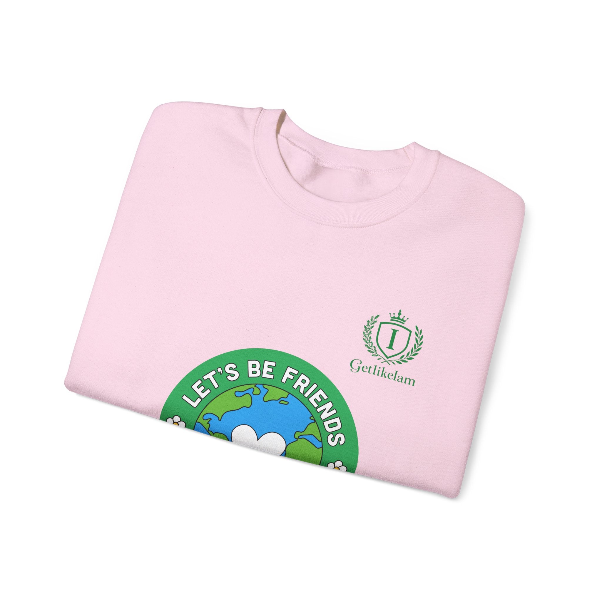 Friendship Earth Crewneck Sweatshirt — "Let's Be Friends" Graphic