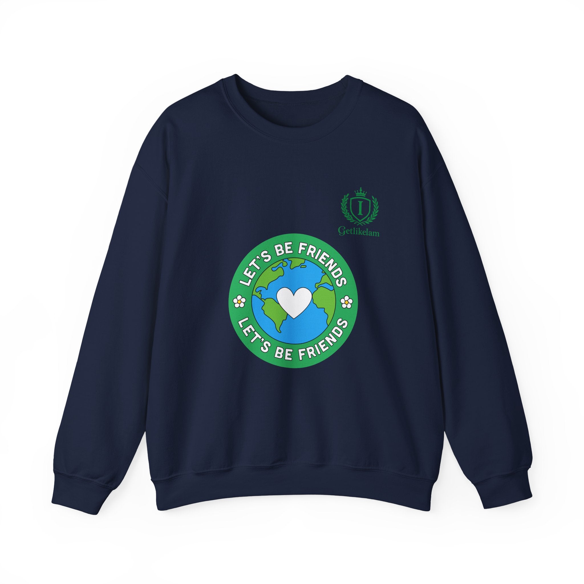 Friendship Earth Crewneck Sweatshirt — "Let's Be Friends" Graphic