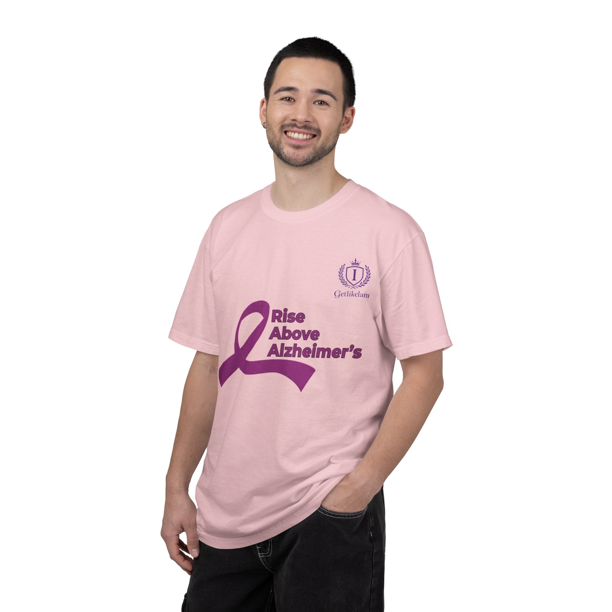 Alzheimer’s Awareness T-Shirt – “Rise Above Alzheimer’s” Purple Ribbon Tee
