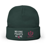 Beanie — "No One Fights Alone" Embroidered Cancer Awareness Knit Cap