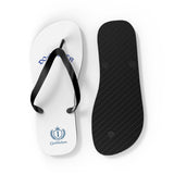 Personalized White Flip Flops with Blue Crest Logo – Custom Pool & Beach Sandals