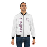 Bomber Jacket — White resilient Embroidered Logo Streetwear
