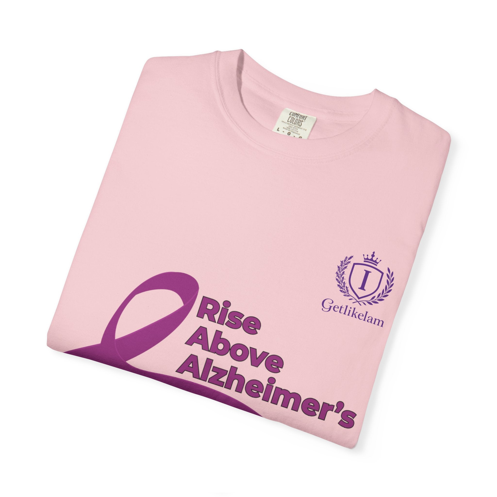Alzheimer’s Awareness T-Shirt – “Rise Above Alzheimer’s” Purple Ribbon Tee