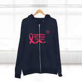 Breast Cancer Awareness Zip Hoodie — "Together We Beat Cancer" Pink Ribbon