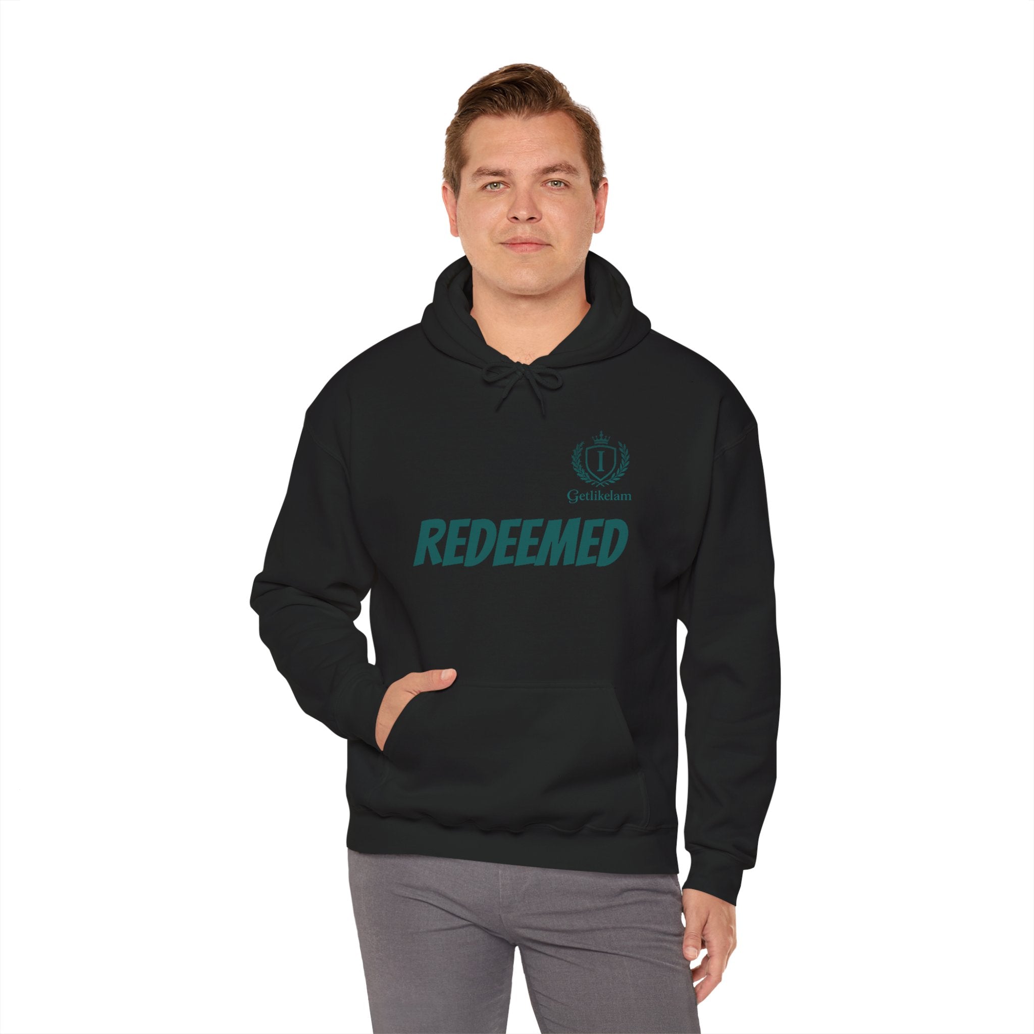 Redeemed Hoodie — Christian Faith Pullover with 'Redeemed' Script